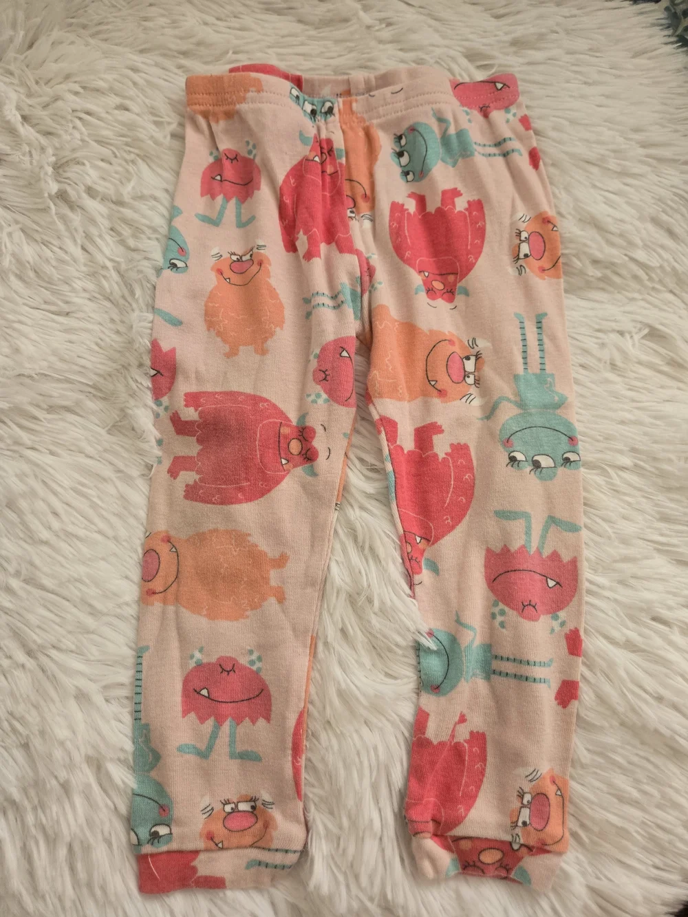 Carter's Mint Top & Coral Monster Print Pajama Set